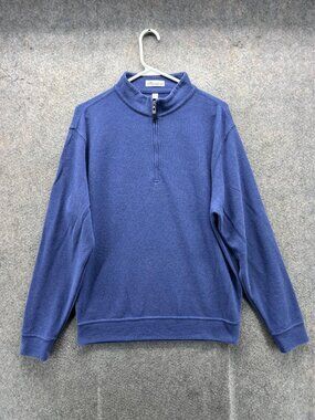Peter Millar Sweatshirt Mens Medium Blue 1/4 Zip Mock Neck Knit Pullover Casual
